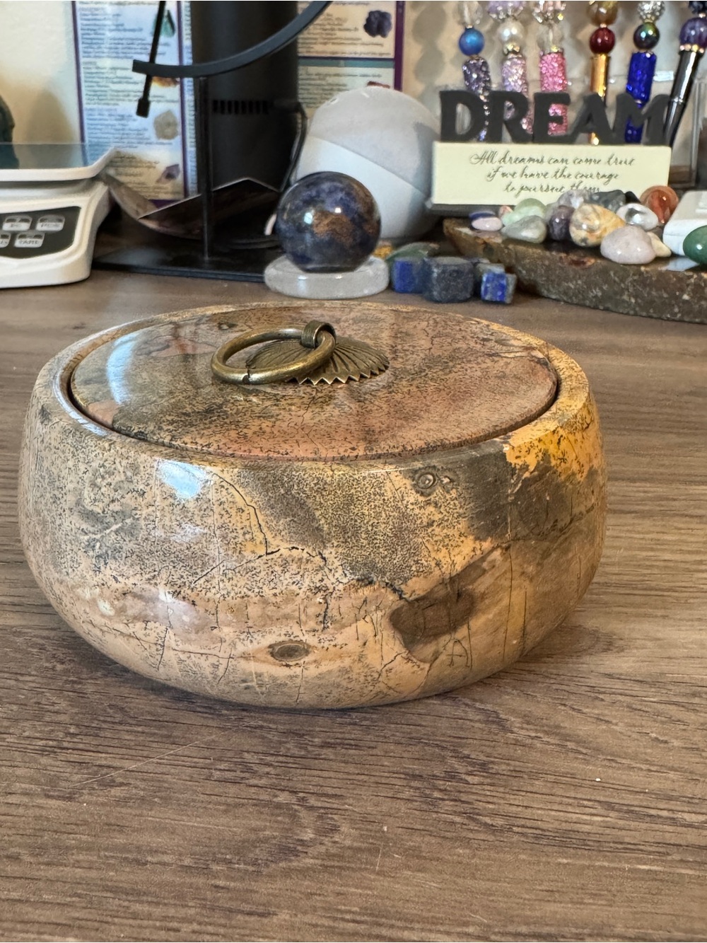 Picture Jasper Bowl With Lid.  4 in round & 1.25in deep